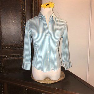 EUC Theory Med Striped Collared Blu/White Blouse